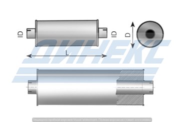 Глушитель OD 249,0 mm, L=990 mm, ID 128,0 mm_DINEX_89327