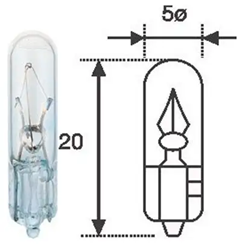 Лампа накаливания 1.2W 12V W2X4.6D приборная панель, стеклянный цоколь
